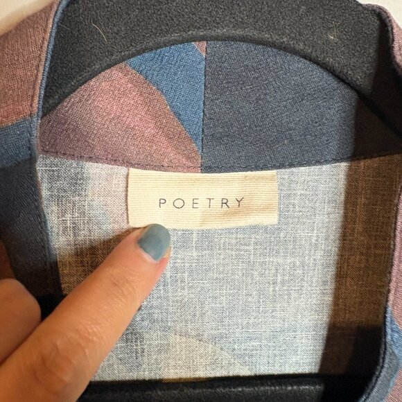 Poetry Abstract Brushstroke Button Down Linen Blend Dress - Picture 3 of 5